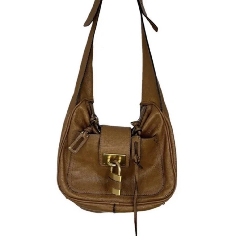 Chloé Paddington Tan Leather Shoulder/Crossbody Bag with Gold Lock Detail